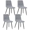 Image de Lot de 4 chaises Sirac effet velours - Gris clair