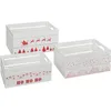 Image de Lot de 3 cagettes de NoÃ«l en bois - L. 40 x P. 25 x H. 20 cm - Blanc
