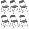 Image de Lot de 6 chaises pliantes effet velours - Gris clair