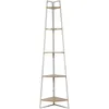 Image de Etagère D'angle 5 Niveaux En Bois Et Métal Edison - Blanc Et Marron