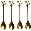 Image de Lot De 4 Cuillères À Café Feuille - Doré
