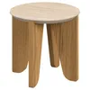 Image de Table d'appoint ronde avec plateau effet travertin LIMA - Marron