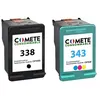 Image de COMETE 338 343 2 Cartouches d'encre Compatibles HP 338 343 pour Imprimantes HP Photosmart B8350 Deskjet 460 Officejet H470 PSC 1610 ( Noir, Couleur )