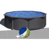 Image de Kit piscine acier gris anthracite GrÃ© Louko ronde 3,70 x 1,22 m + BÃ¢che Ã  bulles