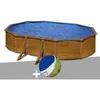 Image de Kit piscine acier aspect bois GrÃ© Pacific ovale 6,34 x 3,99 x 1,22 m + BÃ¢che Ã  bulles