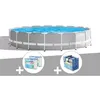 Image de Kit piscine tubulaire Intex Prism Frame ronde 5,49 x 1,22 m + BÃ¢che Ã  bulles + 6 cartouches de filtration
