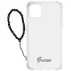 Image de Coque pour iPhone 12 et 12 Pro Antichoc Transparent Bijou à Perle Bracelet Noir Guess