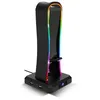 Image de Support de casque gamer RGB Sentinel SOG-STD1 avec 4 Hub USB pour PC/Playstation/Xbox/Nintendo Switch Noir