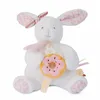 Image de Doudou pantin lapin avec donut 20 cm vanille fraise
