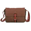 Image de Besace Katana Nylon garni croÃ»te de cuir de vachette K 29301 - Marron clair