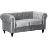 Image de Habitat et jardin Canapé fixe Chesterfield Velours Aliza - 157 x 82 x 70 cm - 2 places - Gris