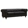 Image de CanapÃ© fixe Chesterfield Aliza - 204 x 80 x 58 cm - 3 places - Marron