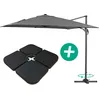 Image de Parasol Jardin DÃ©portÃ© Alu "Sun 3" - CarrÃ© - 3 X 3 M - Gris - Dalles Incluses