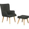 Image de Fauteuil Style Scandinave Tissu Odense - 1 Place - Gris Foncé