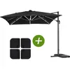 Image de Habitat et jardin Parasol Jardin Déporté Led Alu "Sun 3 Luxe" - Carré - 3 X 3 M - Coloris Noir - Dalles Lestées Incluses
