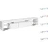 Image de Meuble TV LED laquÃ© "Tina" - 187.5 x 34 x 38 cm - Blanc