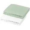Image de Lot 2 Drap Housse - P'tit Dodo - Jersey - 70 X 140 Cm - Blanc / Vert Gris