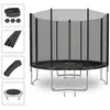 Image de Play4fun Trampoline De Jardin Deluxe Ø305cm Noir - Avec Filet De Sécurité, Tapis De Saut, Coussin De Protection, Echelle - Noir
