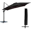 Image de Happy Garden Parasol Déporté Molokai Carré 3x3m Noir + Housse