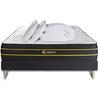 Image de Pack prêt a dormir 160x200 matelas ULTRA + sommier kit noir + 2 oreillers memoire de forme 60x40cm + Couette Percale 260x240cm