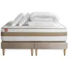 Image de Pack prêt a dormir matelas LE RAFFINÉ 160x200cm Ressorts ensaches + Memoire de forme BioVisco + double sommiers Beige