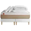 Image de Pack prÃªt a dormir matelas LE SOYEUX 180x200cm Ressorts ensaches + Memoire de forme BioVisco + double sommiers Blanc
