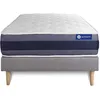 Image de Actisom Ensemble Matelas Ressorts Ensaches+Memoire De Forme Actiflex Morpho 90x190 Maxi Epaisseur 5zones Confort + Sommier Kit Gris