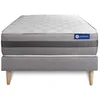 Image de Actisom Ensemble Matelas Actilatex Relax Latex Et Memoire De Forme 90x190 Cm Maxi Epaisseur 5zones De Confort + Sommier Kit Gris