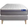 Image de Actisom Ensemble Matelas Ressorts Ensaches+Memoire De Forme Actiflex Zen 120x190 Maxi Epaisseur 7zones De Confort + Sommier Kit Gris