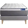 Image de Actisom Ensemble Matelas Actiflex Plus 120x190 Ressorts Ensaches+Memoire De Forme Maxi Epaisseur 7zones De Confort + Sommier Kit Gris