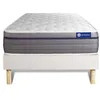 Image de Ensemble matelas Ressorts ensaches+Memoire de forme ACTIFLEX ZEN 80x190 Maxi epaisseur 7zones de confort + sommier KIT blanc
