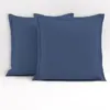 Image de Lot de 2 taies d'oreiller carrés - 63 x 63 cm - 100% coton - Bleu