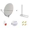 Image de Kit Antenne Parabole 130 cm Aluminium + Support de Chevron Fixation Toit 1m + LNB Twin HD 4K + CÃ¢ble Coax 25m Twin + 4 Fiches F Or