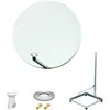 Image de Kit Antenne Parabole 75 cm fibre + Support balcon Acier 1m pour dalle bÃ©ton 50X50cm + LNB single + CÃ¢ble coax 25m + 2 fiches F
