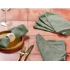 Image de Serviette De Table - 6 PiÃ¨ces - Lin Et Coton Vert De Gris