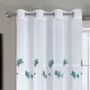 Image de Paire De Voilage Fleurie Et Plombée Polyester Vert 140x260 Cm