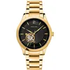 Image de Pierre Lannier Montre Homme Fleuret Cadran Noir Bracelet Acier Doré