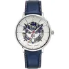 Image de Pierre Lannier Montre Homme Élysée Cadran Argenté Bracelet Cuir Bleu 20mm