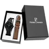 Image de Coffret Homme Essential Cadran Noir Bracelet Cuir Brun
