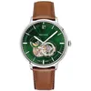 Image de Pierre Lannier Montre Homme Trio Argenté Cadran Vert Bracelet Cuir Brun 20 Mm