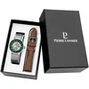 Image de Pierre Lannier Coffret Homme Automatic Argenté Cadran Vert Bracelet Cuir Brun 20 Mm