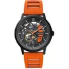 Image de Pierre Lannier Montre Homme Paddock Noir Cadran Noir Bracelet Caoutchouc Orange 22 Mm