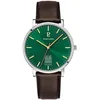 Image de Montre Homme Coeur Battant ArgentÃ© Cadran Vert Bracelet Cuir Brun 20 Mm