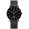 Image de Montre Homme Coeur Battant Noir Cadran Noir Bracelet Acier Milanais Noir 20 Mm