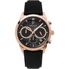 Image de Pierre Lannier Montre Homme Monarck Doré-Rose Cadran Gris Bracelet Cuir Noir 22 Mm