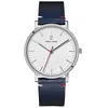 Image de Montre Homme Essential ArgentÃ© Cadran Blanc Bracelet Cuir Bleu 20 Mm