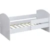 Image de Lit Enfant Avec Barrière "Victoria" - Bois - Blanc - 80 X 160 Cm