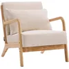Image de Habitat et jardin Fauteuil "Clinton" en bois style scandinave - Lin - Beige