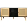Image de Habitat et jardin Meuble Tv Scandinave En Cannage "Iguane" - 120 X 30 X 56.5 Cm - Noir