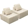 Image de Habitat et jardin Lot de 2 chauffeuses pour canapé modulables en tissu texturé "Velluto" - Beige